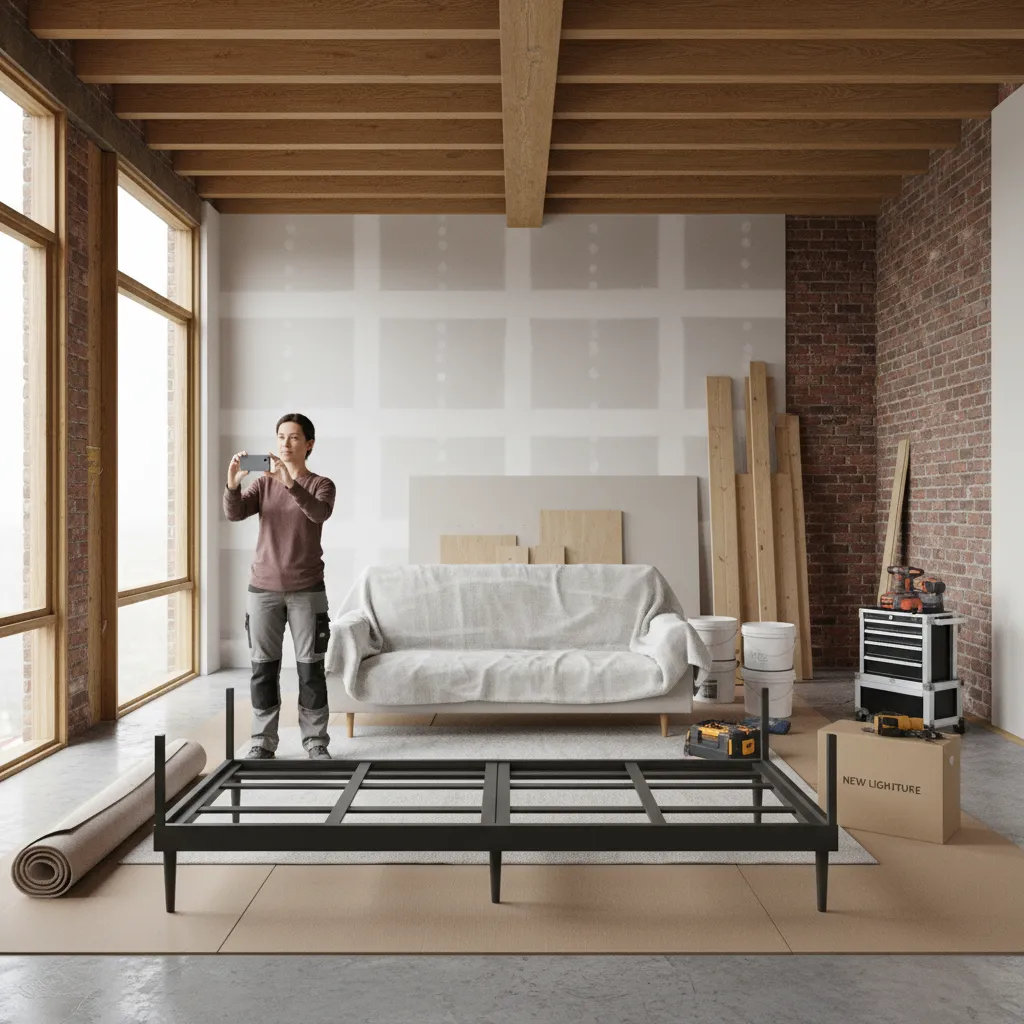 homeowner documenting renovation progress with photos and notes