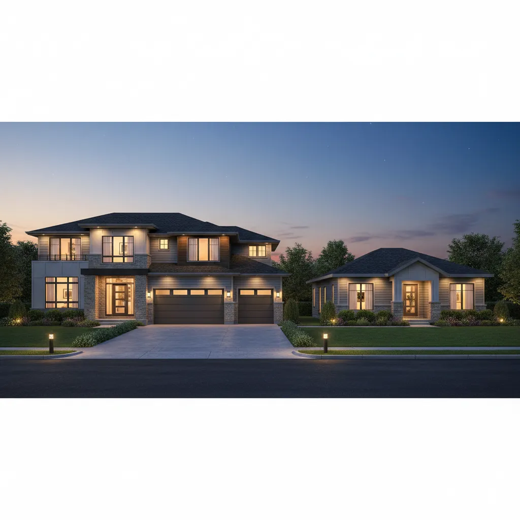 visual concept showing larger house using more energy than smaller house