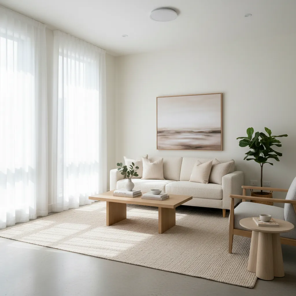 Sala de estar preparada con home staging para vender una vivienda