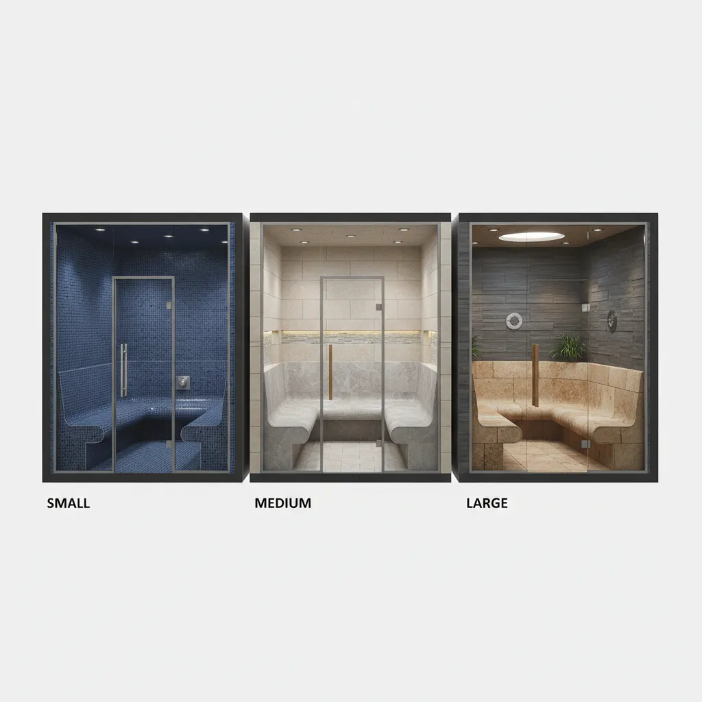comparison of different home steam room sizes and layouts