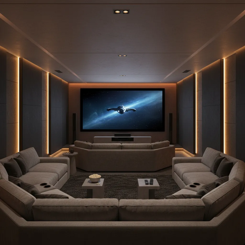 Distribución de asientos en una sala de cine doméstica