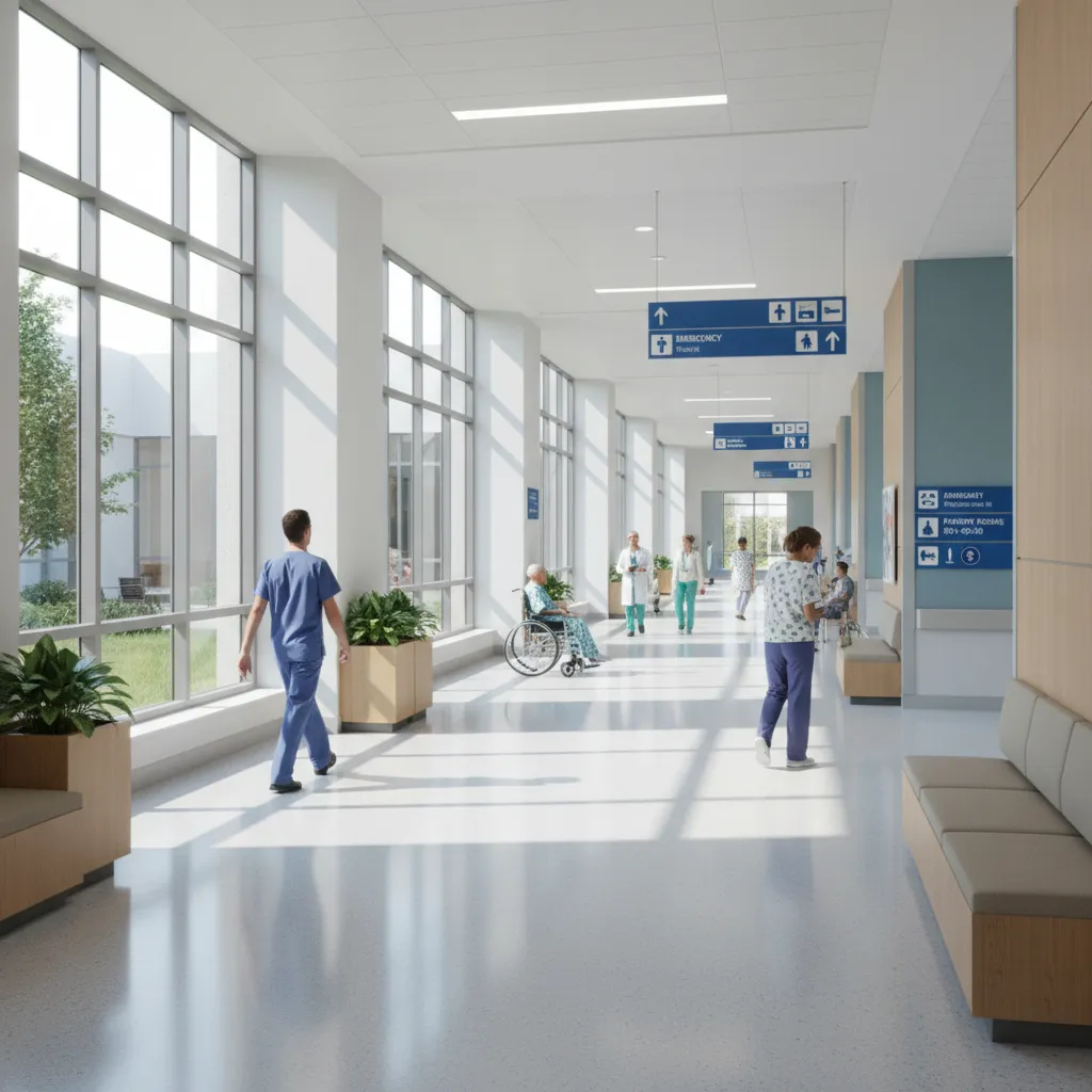 hospital corridor designed for smooth patient circulation