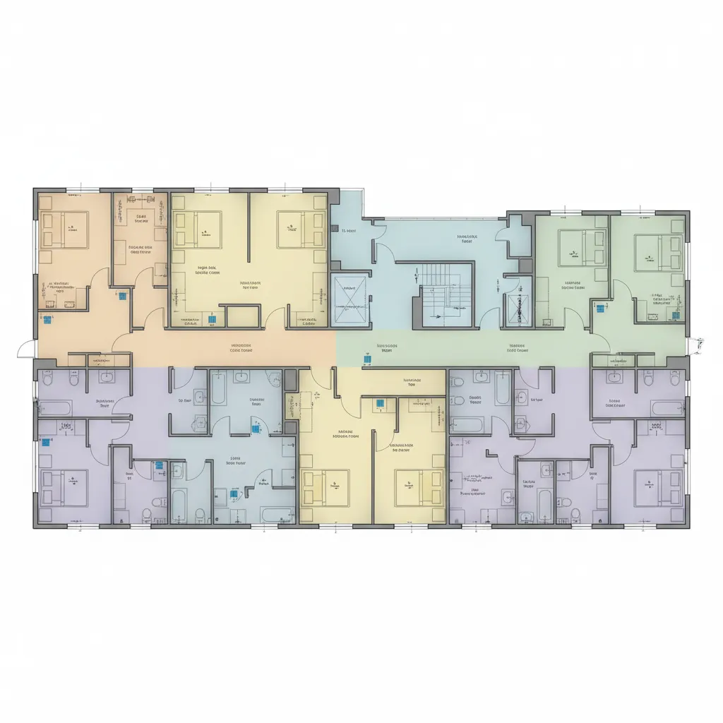 hospital floor plan showing infection control zones and circulation paths