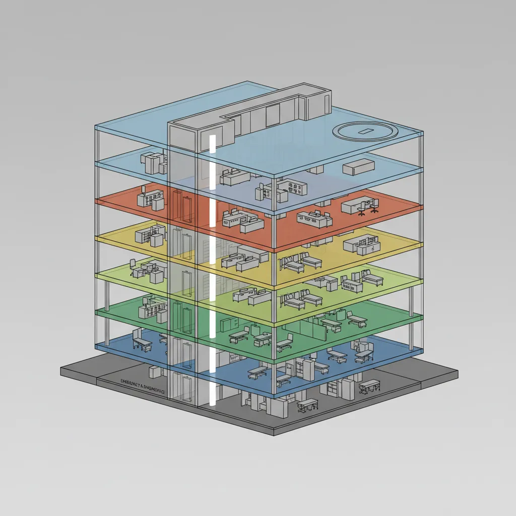 Architectural diagram showing organized layers for hospital departments