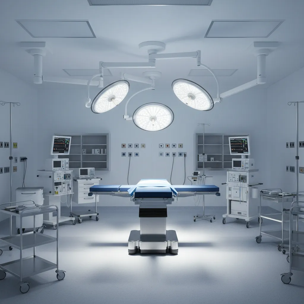 operating room layout with medical equipment and sterile planning zones