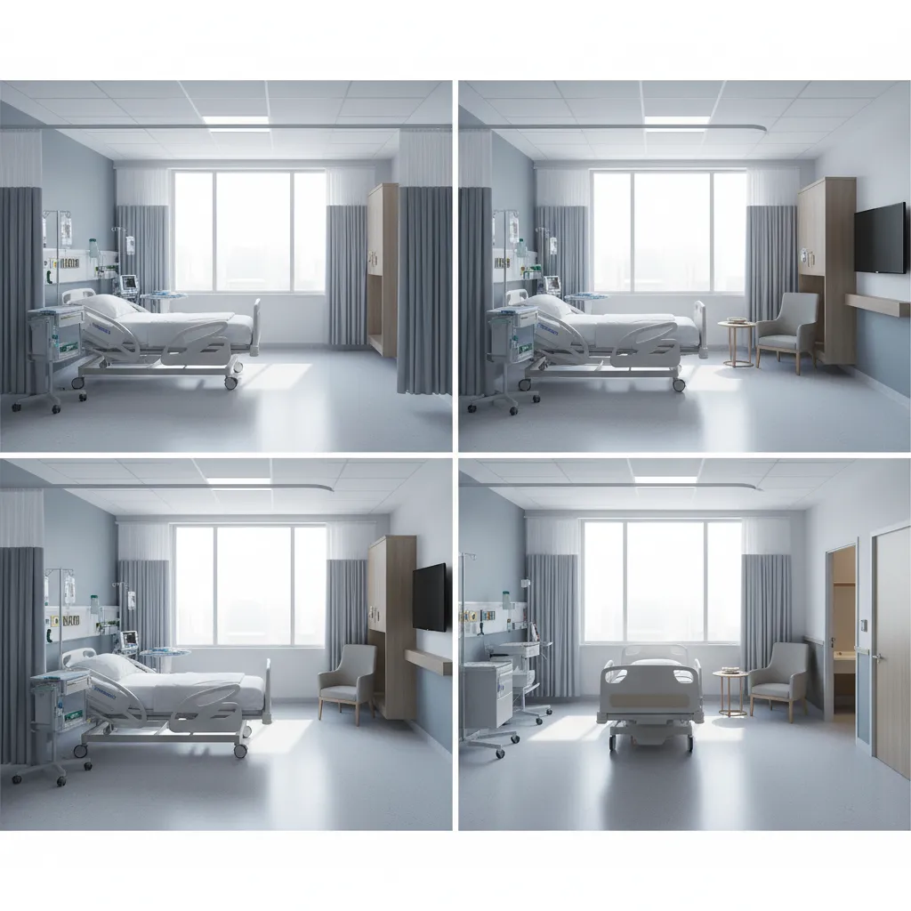 Comparison of shared hospital room and private hospital room layouts