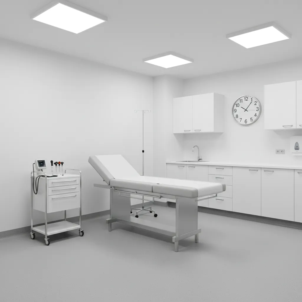seamless healthcare sheet vinyl flooring with coved base in exam room