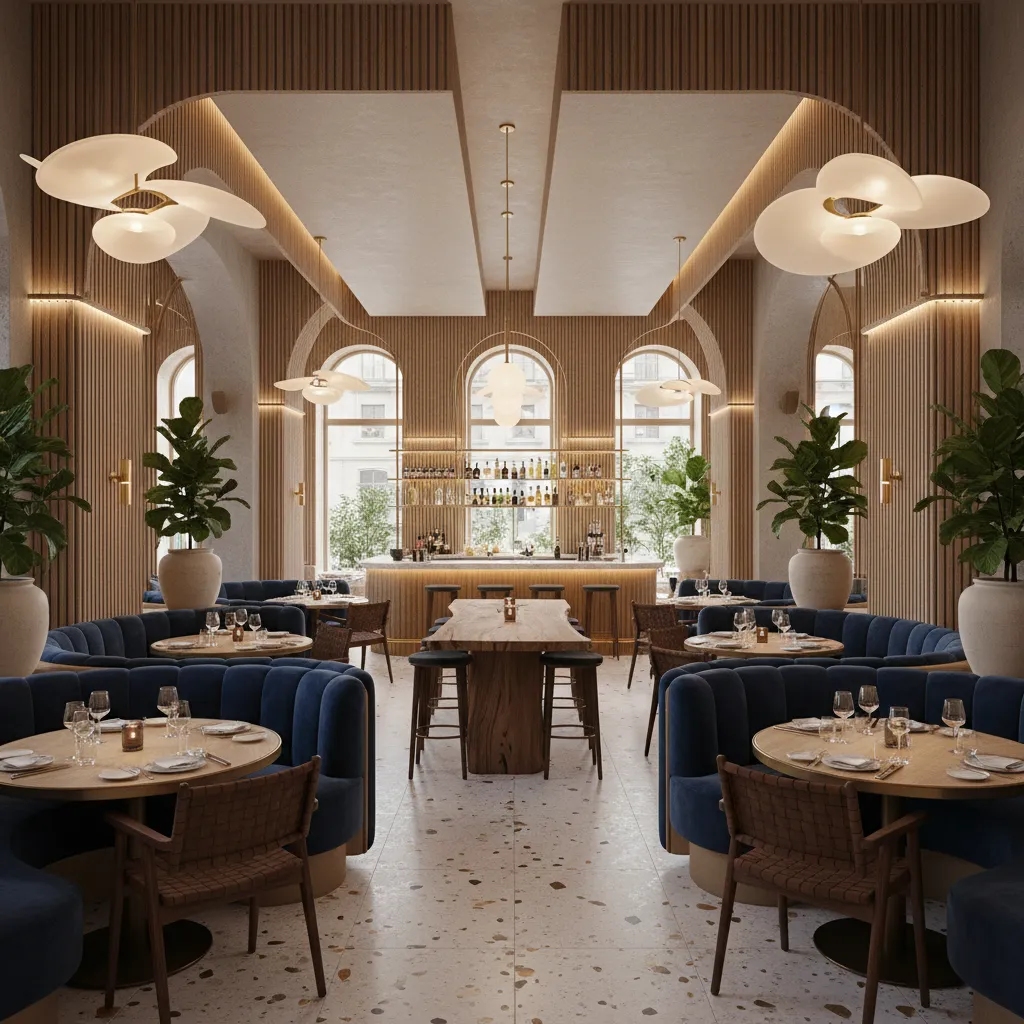 Concepto de diseño interior para restaurante moderno