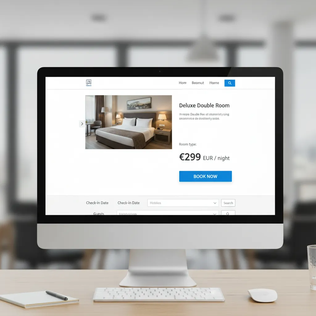Hotel booking page with sticky book now button next to price