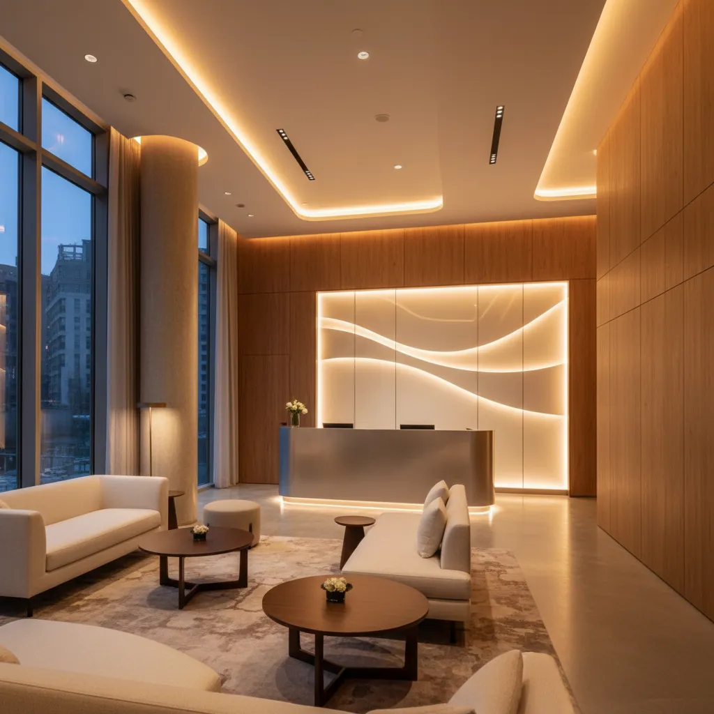 Diseño de iluminación ambiental en interior de hotel