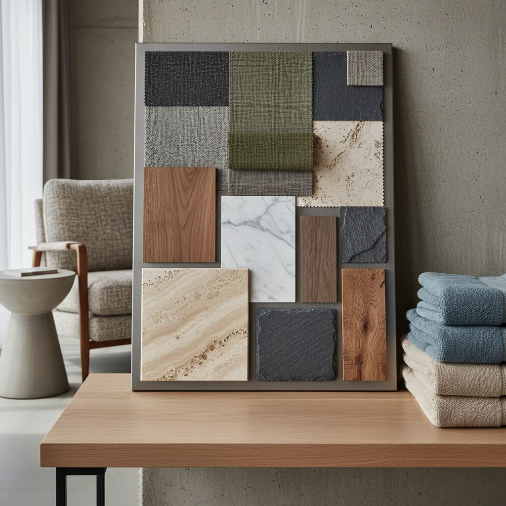 Detalle de materiales duraderos utilizados en interiores de hotel