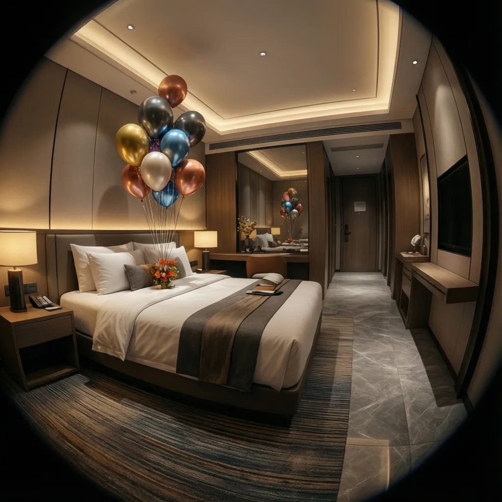 hotel room decoration layout showing clear walking space