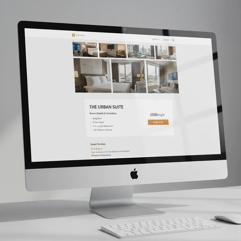 Hotel room webpage showing gallery section and room information layout