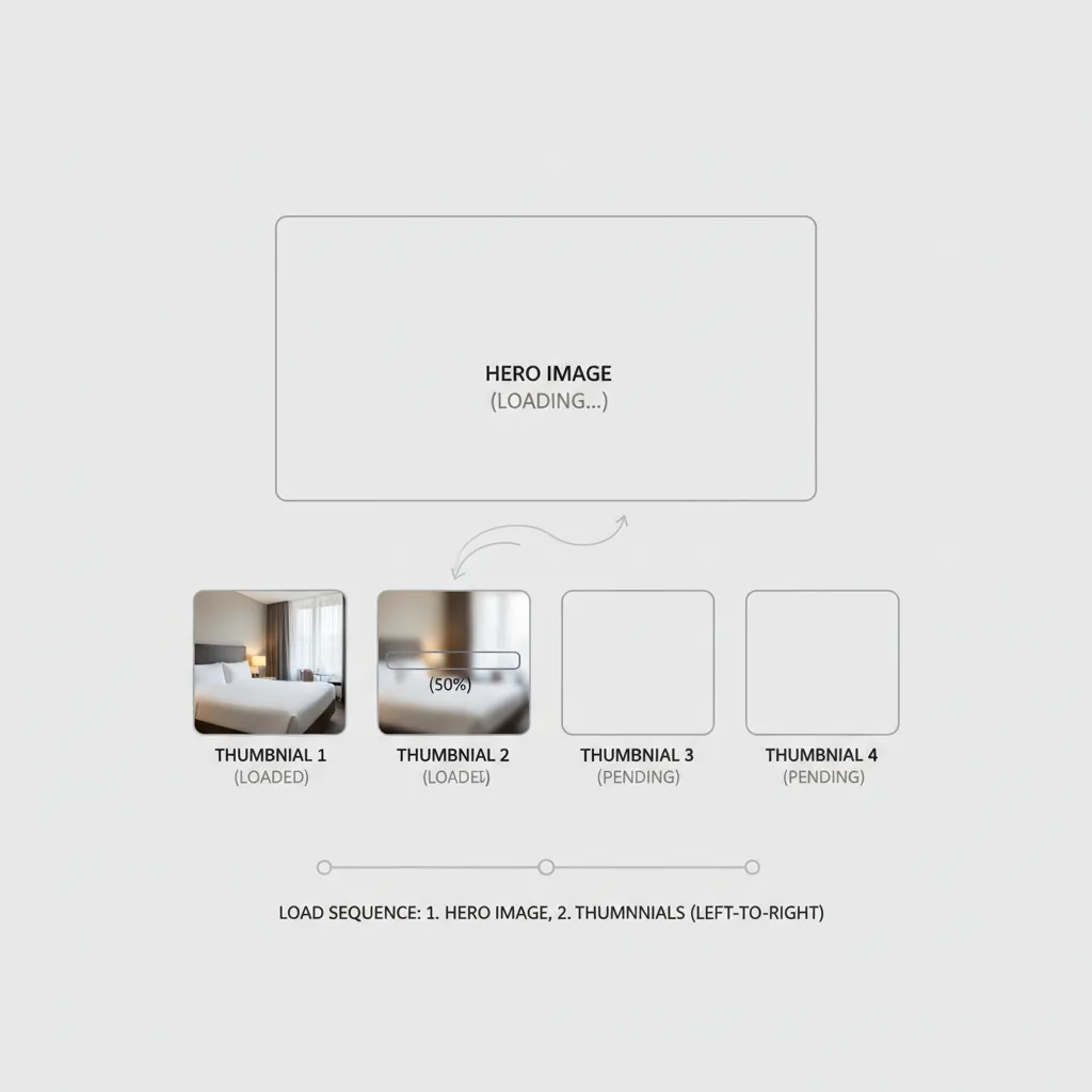 Diagram showing progressive image loading in hotel room gallery