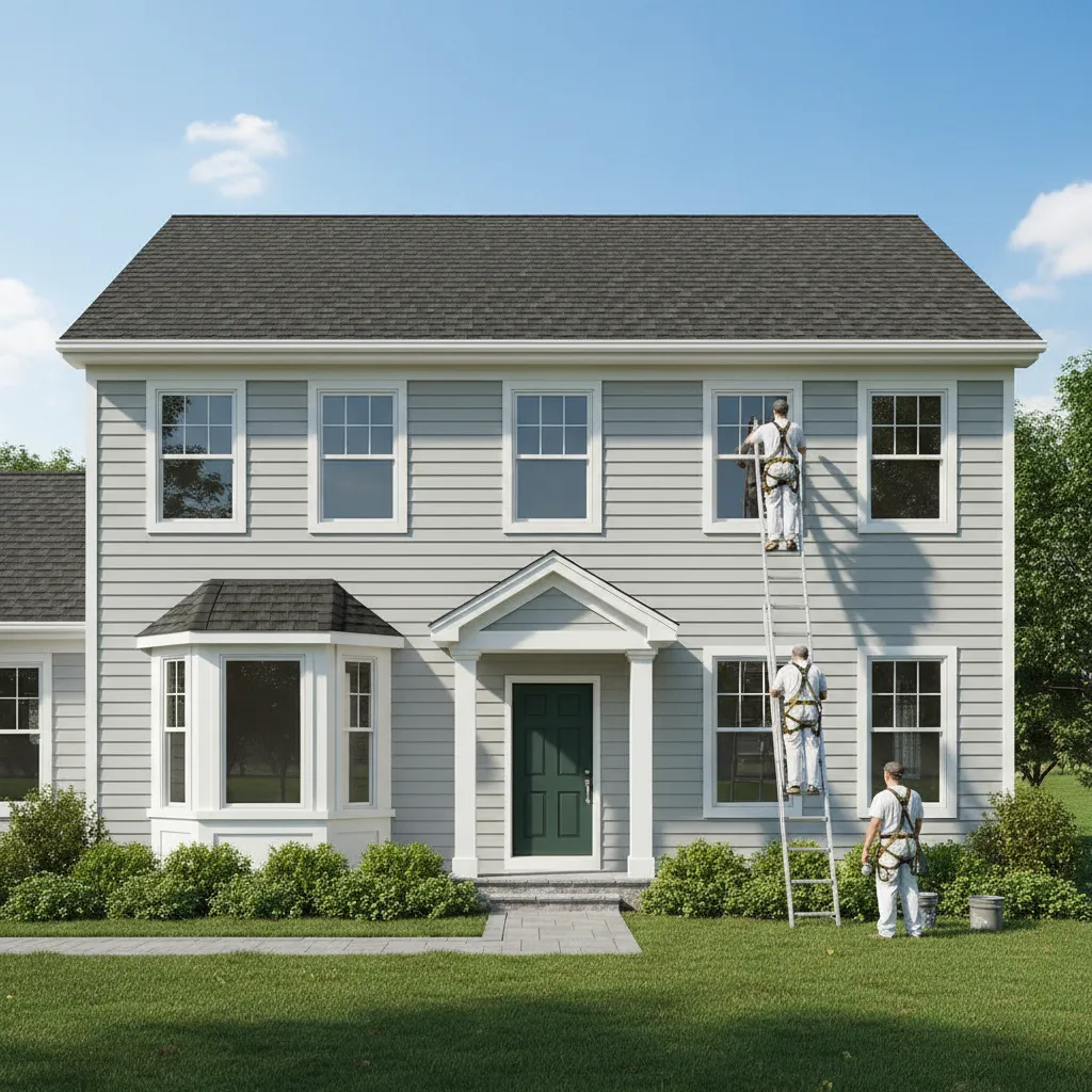 two story house showing exterior wall height for painting cost explanation