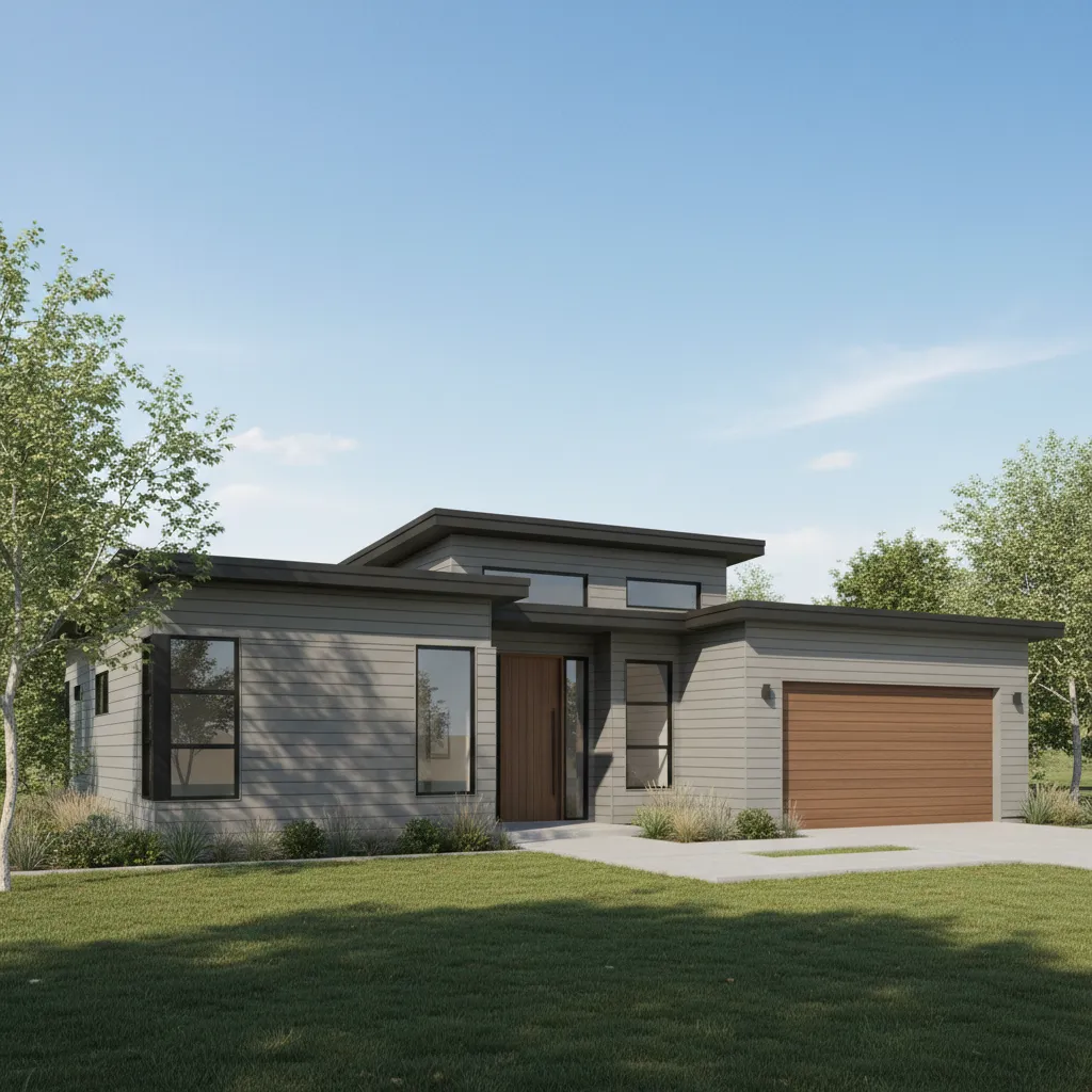 Modern house exterior showing horizontal siding material across walls