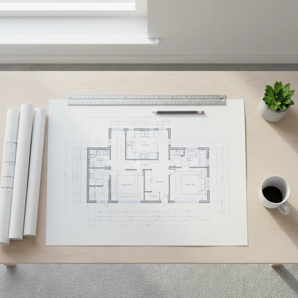 Architectural floor plan layout planning for residential house design