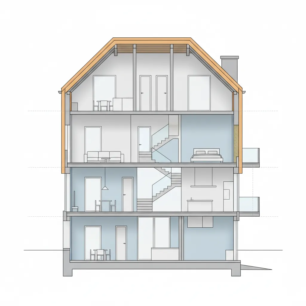 Diagram showing interior and exterior paint area calculation for a house