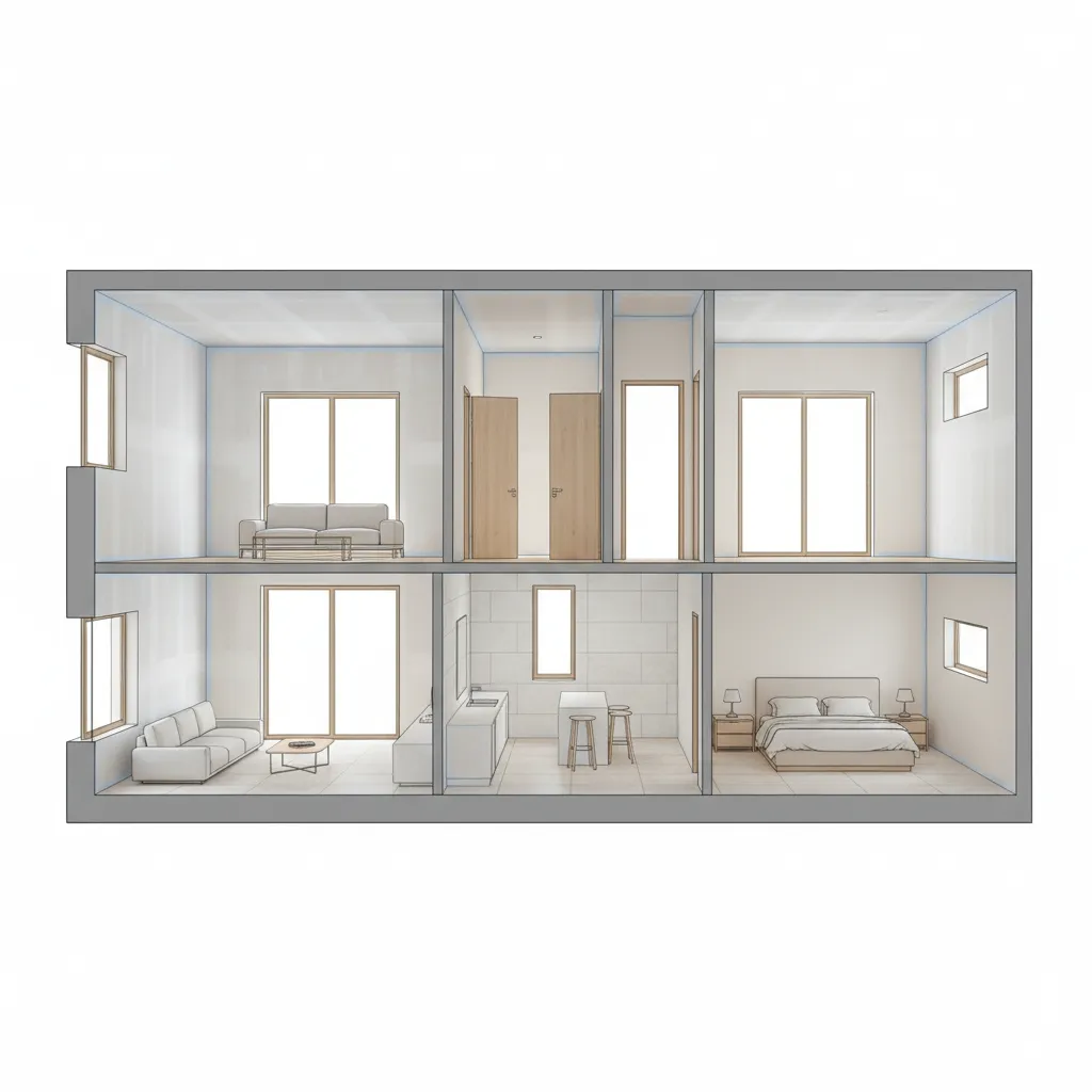 Interior diagram showing wall surfaces counted for painting estimates