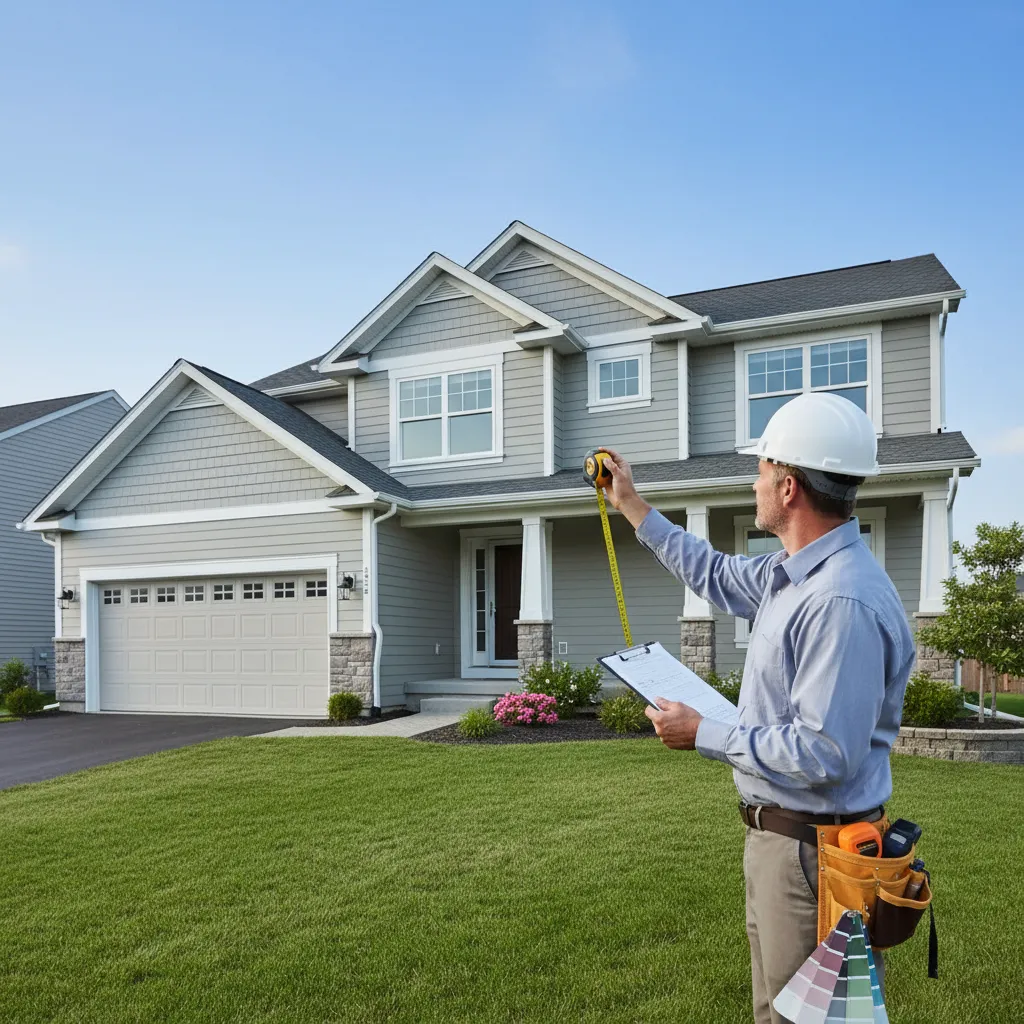 painting contractor discussing estimate outside a residential home