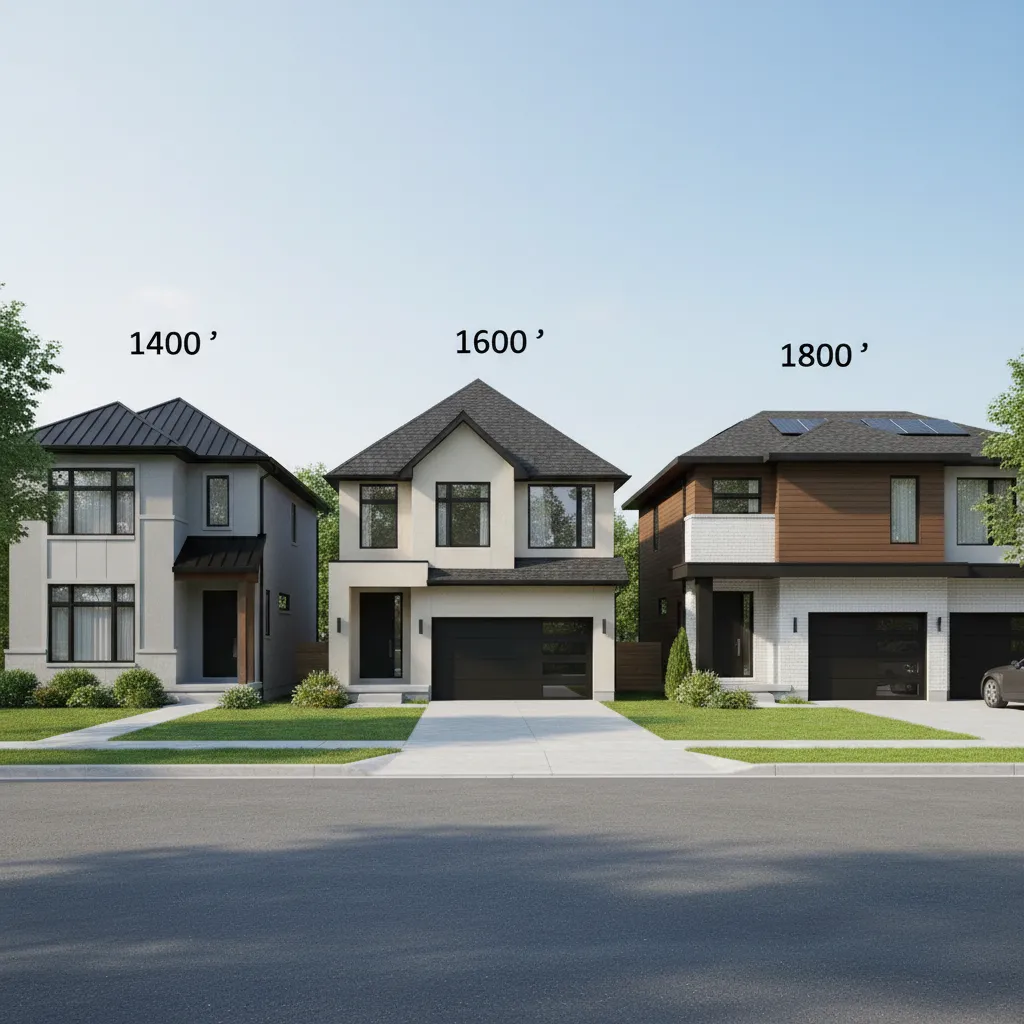 visual comparison of 1400 1600 and 1800 square foot house sizes