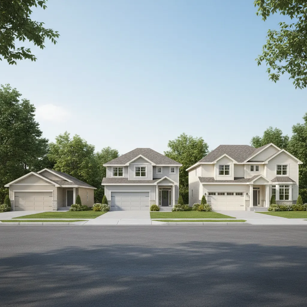 Visual comparison of small medium and large houses for painting cost differences