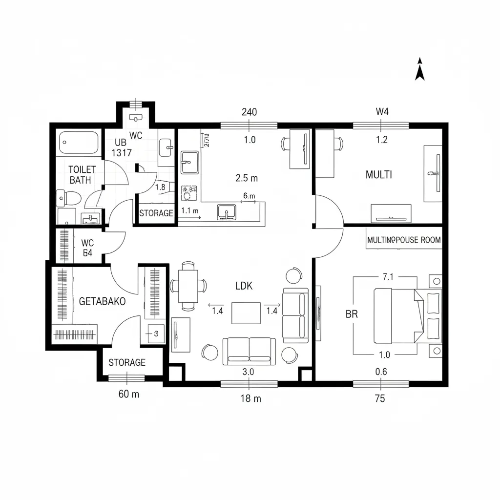 リビング中心の分岐型