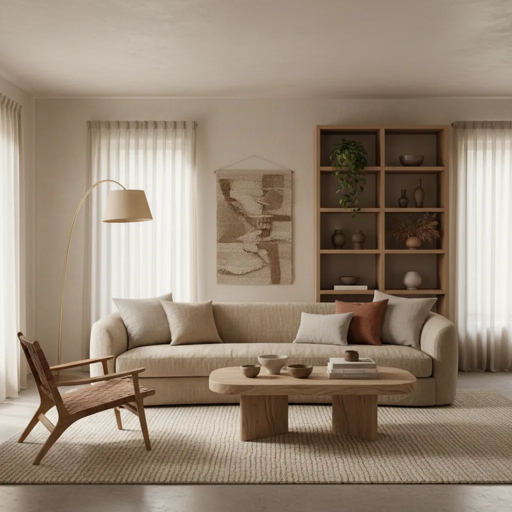 Interior cálido con materiales naturales inspirado en el enfoque de Ilse Crawford