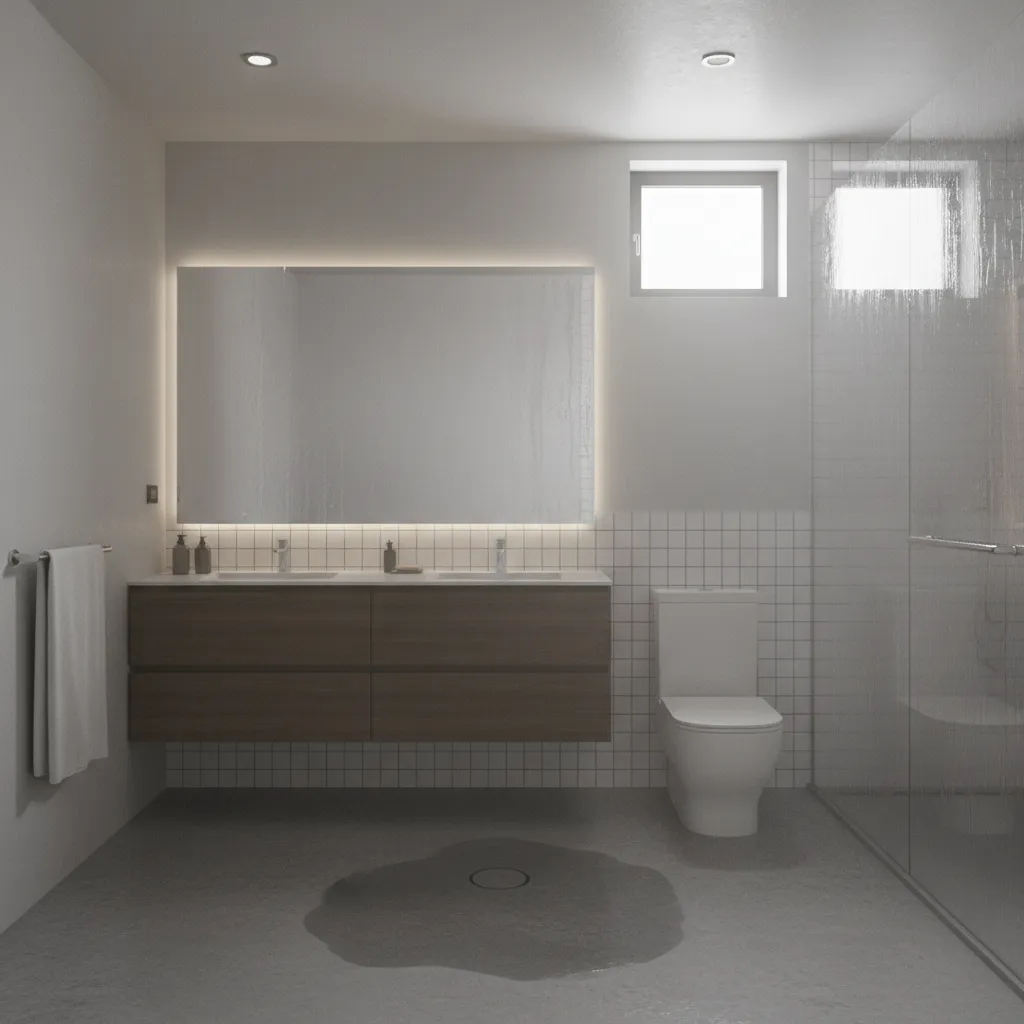 Humid bathroom with condensation and poor ventilation illustrating mosquito breeding conditions