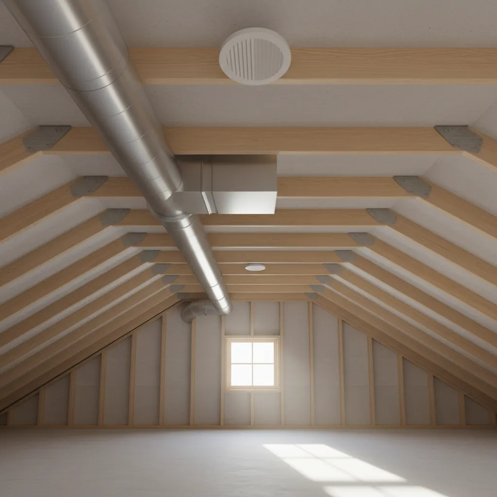 Simple HVAC duct layout diagram serving a small residential room