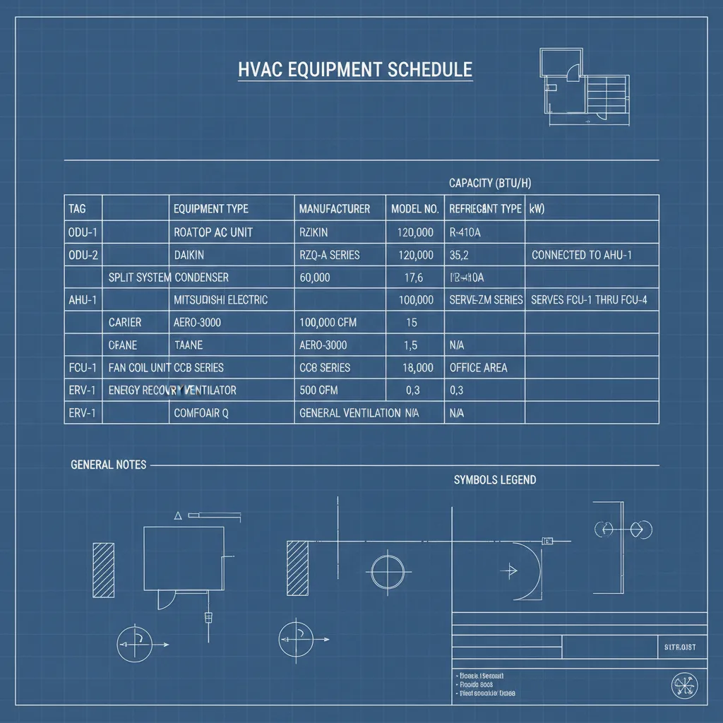 Reading Equipment Schedules for Outdoor Units