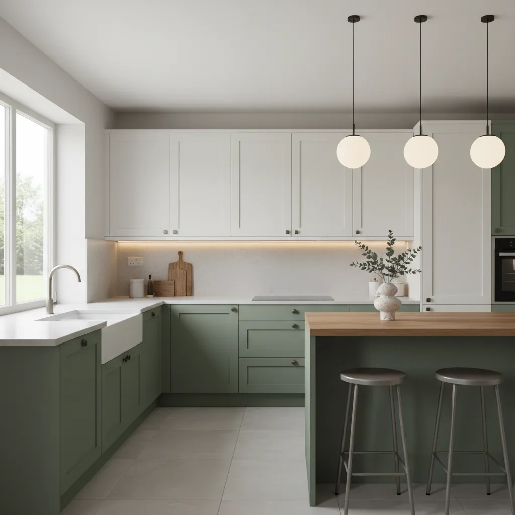 smooth hybrid enamel painted cabinets in modern kitchen
