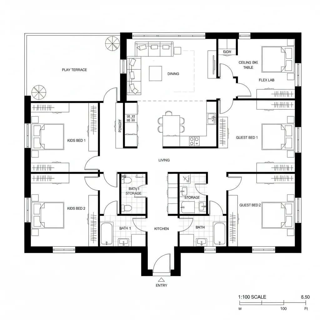 Hybrid Spine with Flex Lab and Kids’ Cluster