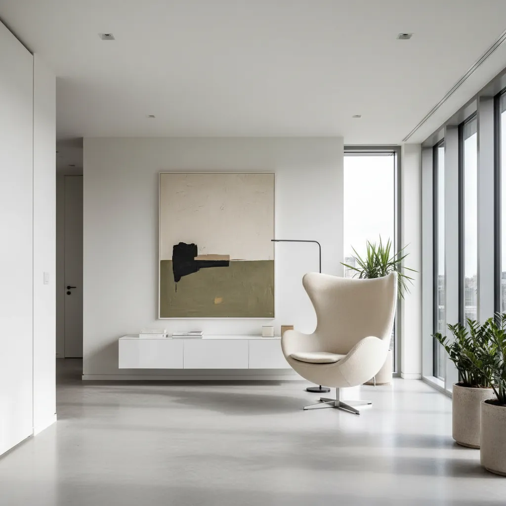 Interior moderno con una pieza de mobiliario icónica como elemento central