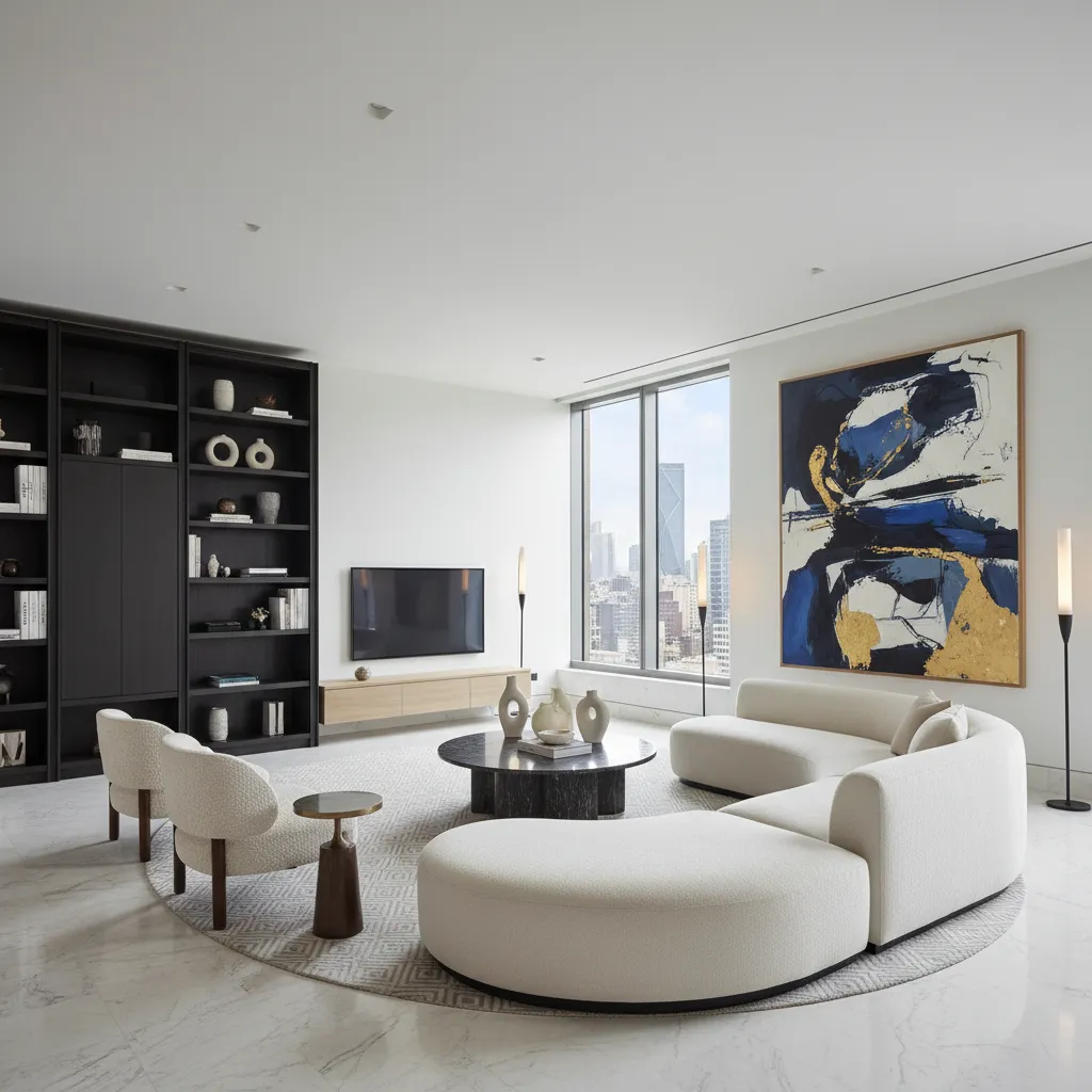 Interior moderno con mobiliario de diseño icónico