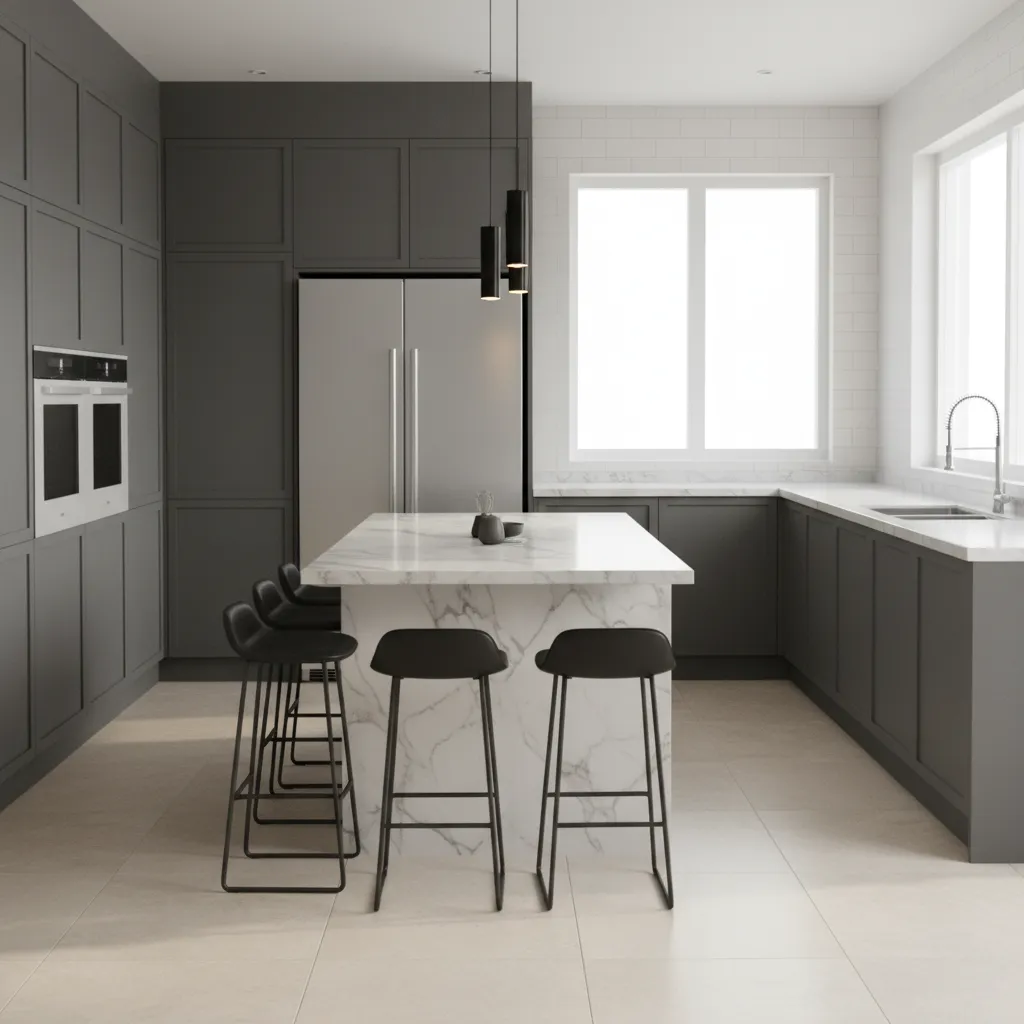 Kitchen island size example inside a 12x20 kitchen layout
