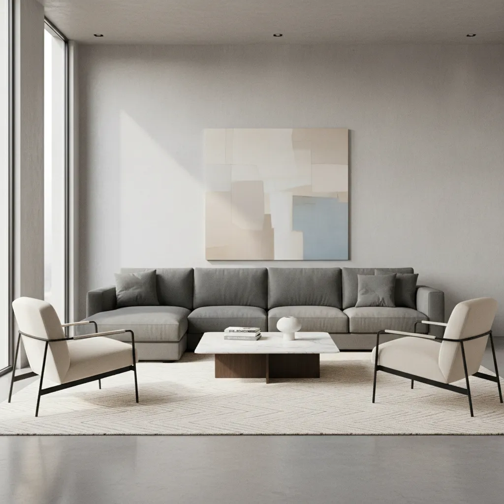 84 to 96 inch sofa proportion in a square living room layout