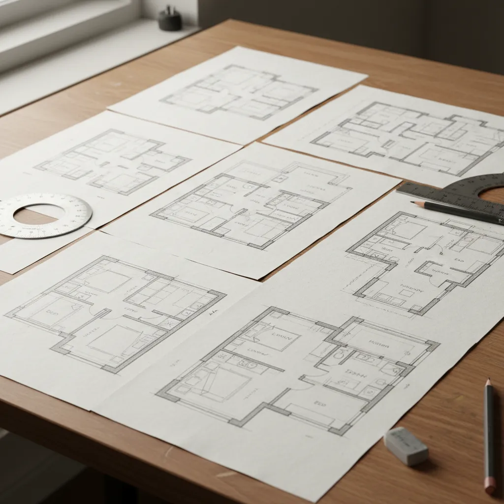 Colección de pequeños planos de casas para practicar dibujo