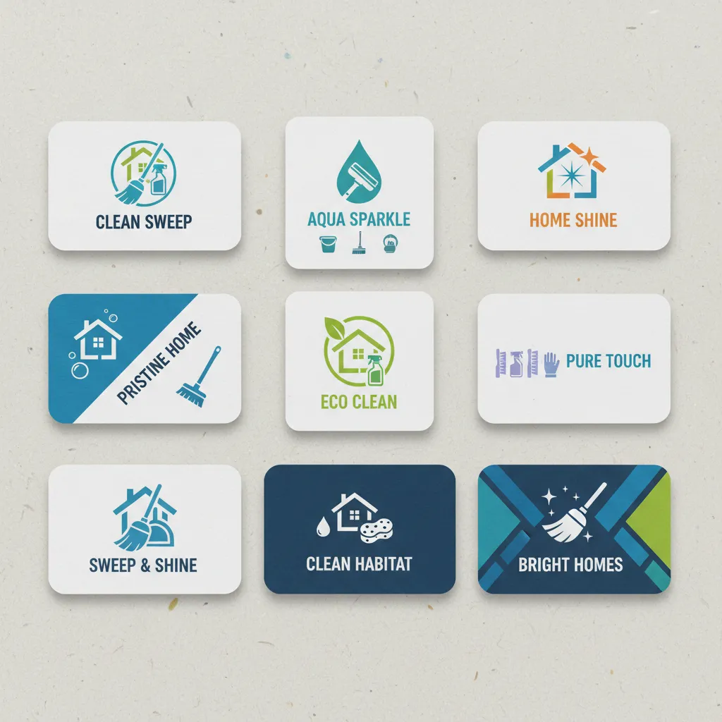 Varias ideas de tarjetas de presentación para negocios de limpieza doméstica