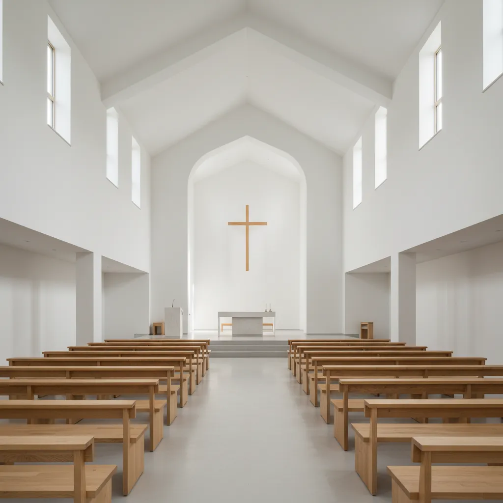 Iglesia católica moderna con diseño minimalista