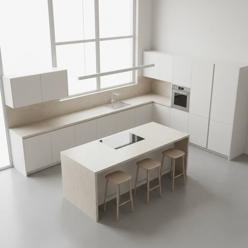 Simple kitchen cabinet layout showing modular IKEA cabinet configuration