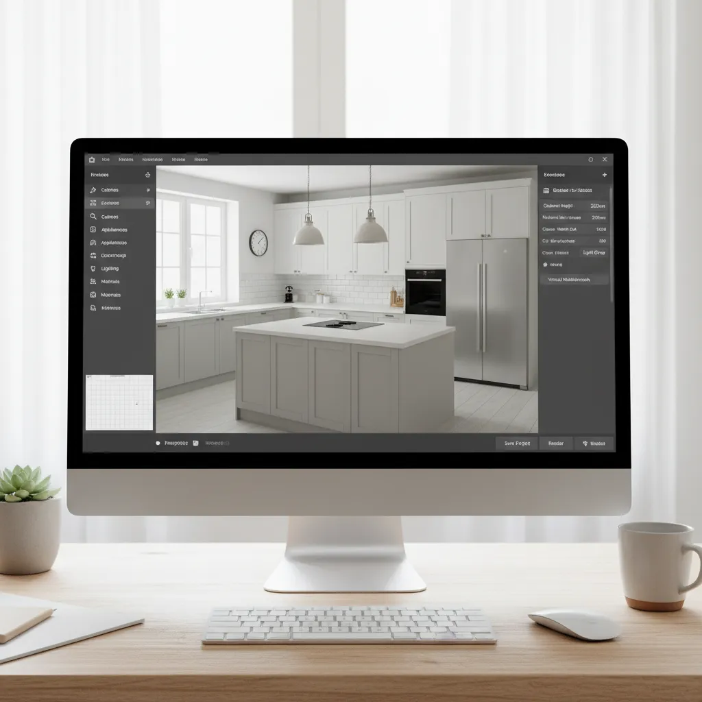 Interfaz de un planificador digital mostrando una cocina modular
