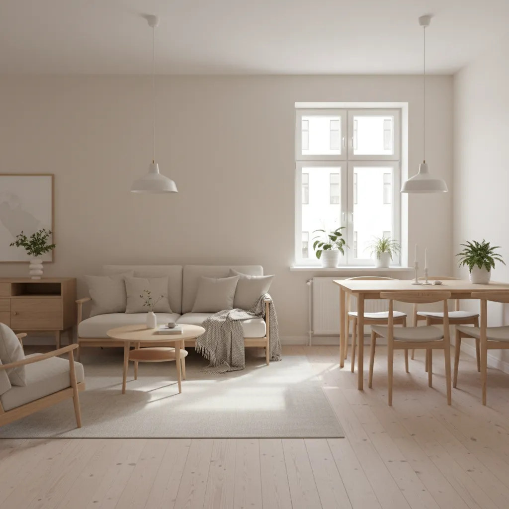 Apartamento pequeño con distribución optimizada de salón y comedor
