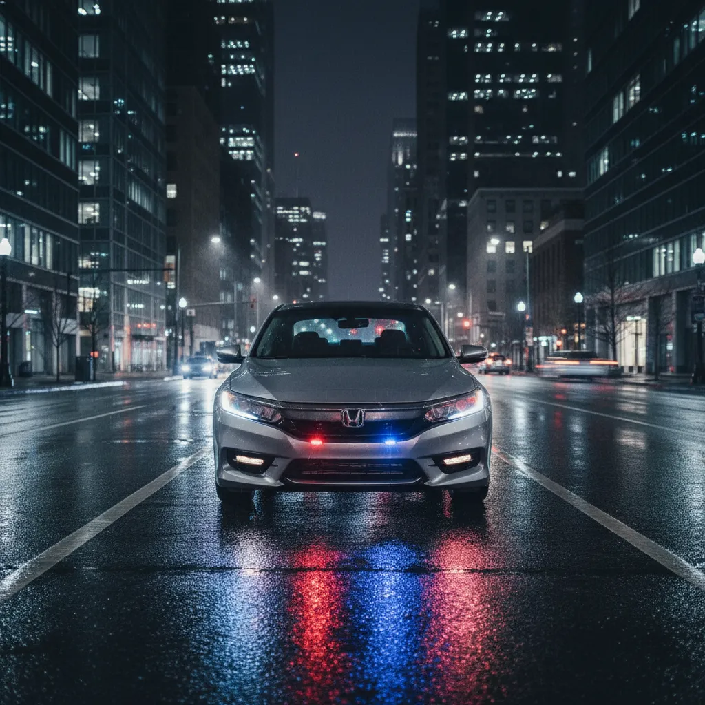 civilian vehicle equipped with aftermarket flashing grille lights