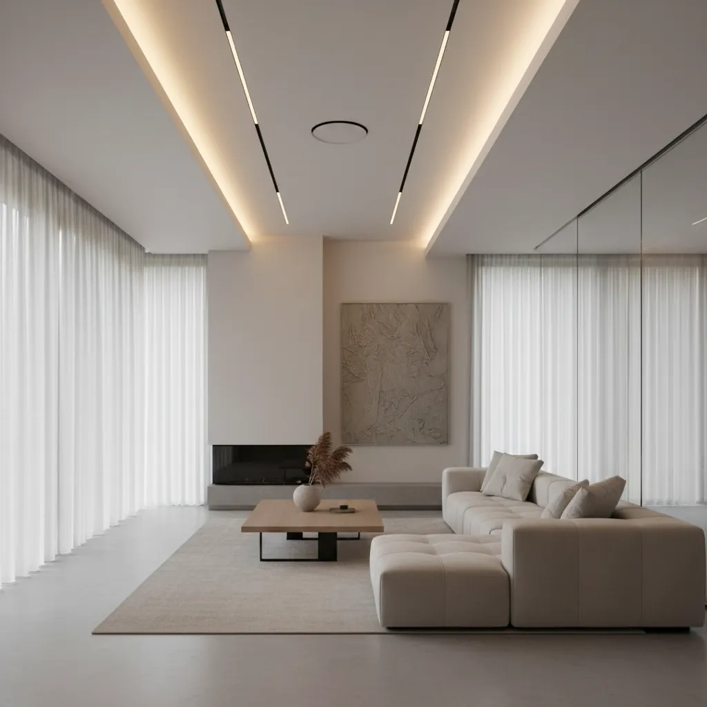 Iluminación integrada en techo de interior moderno