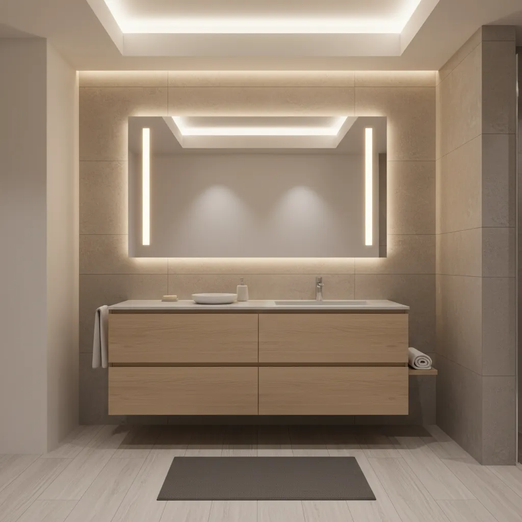 Espejo de baño con iluminación lateral profesional