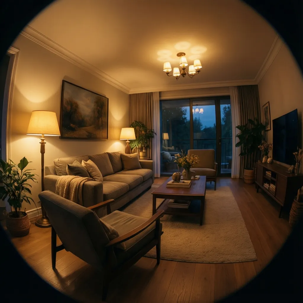 salón con diferentes capas de iluminación interior