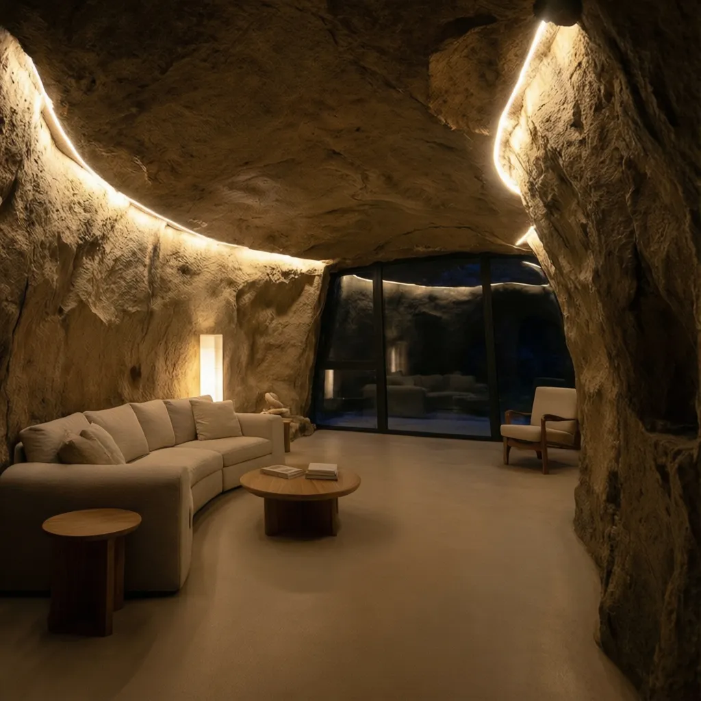 Sistema de iluminación indirecta en una vivienda dentro de cueva