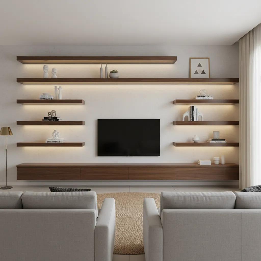 Iluminación decorativa LED en estanterías modernas