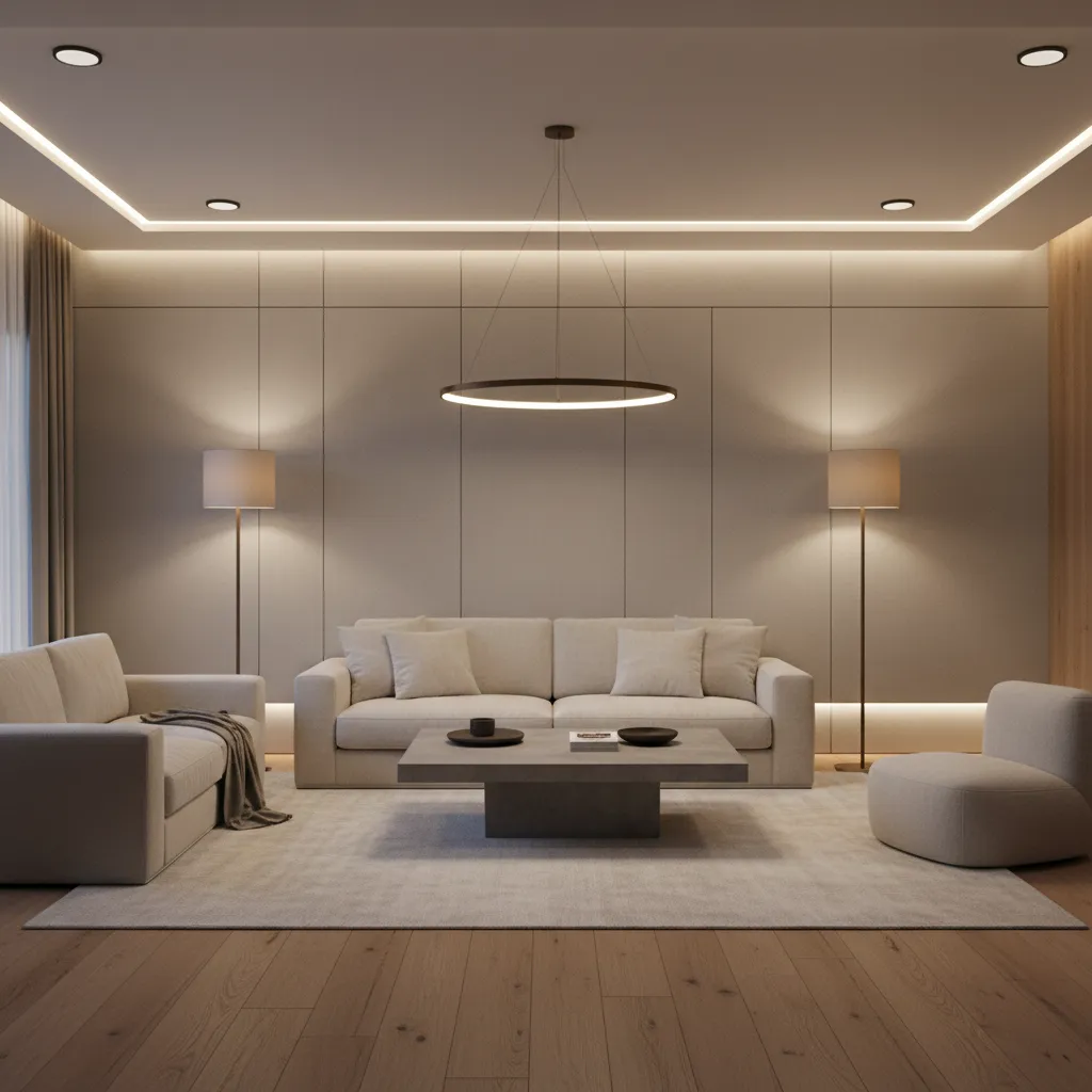 Sala de estar reformada con iluminación bien planificada